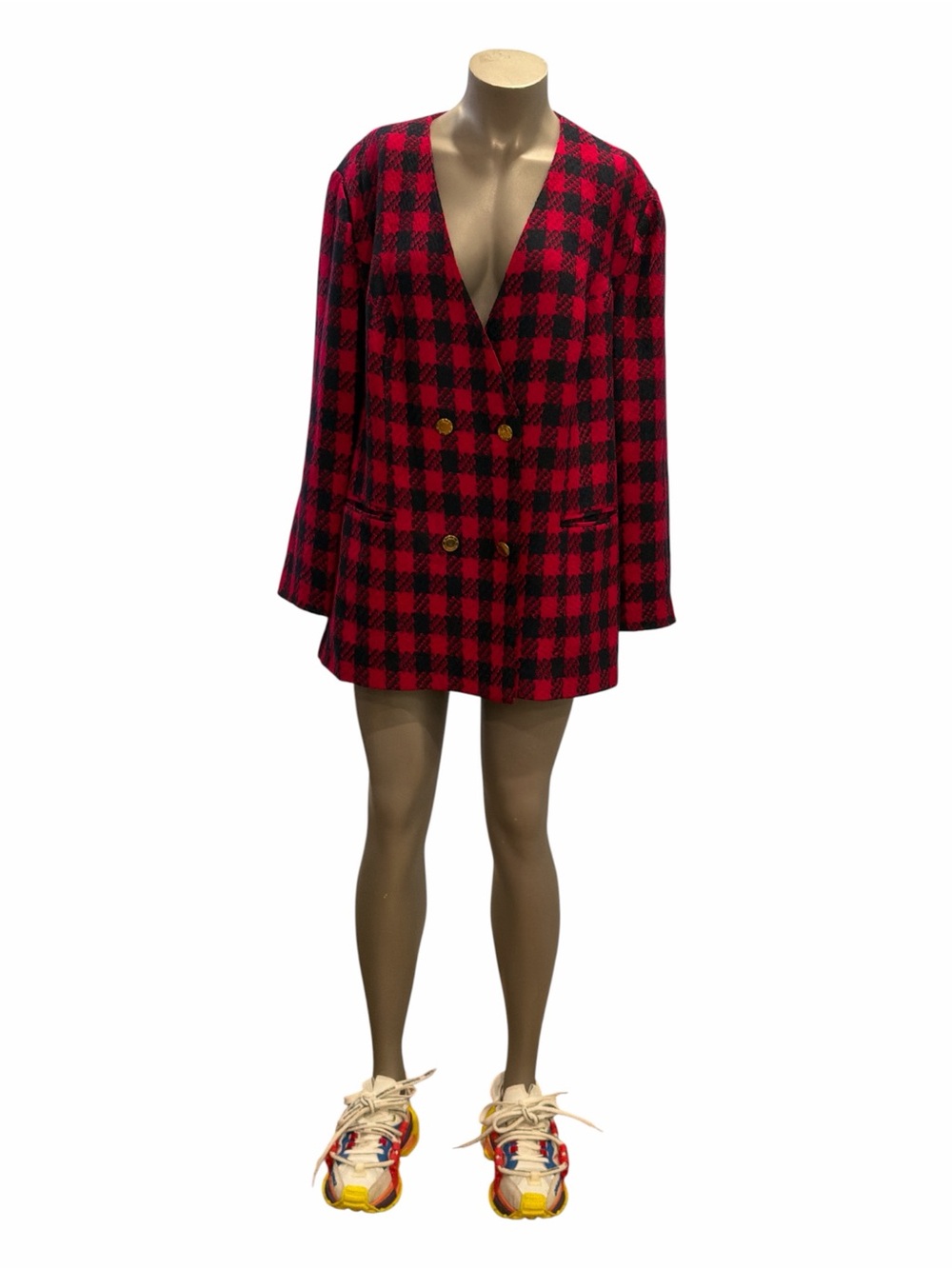 VTG Givenchy En Plus Wool Plaid Blazer 22W Made In West Germany